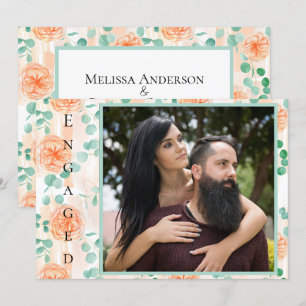 Anuncio Elegante Eucalipto Verde Floral Melocotón Compromi