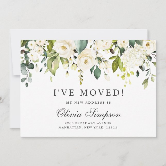 Anuncio Elegante Eucalyptus Blanco Roses Floral Movimiento (Anverso)
