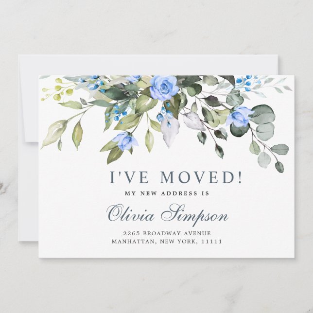 Anuncio Elegante Eucalyptus Rosas Azules Movimiento Floral (Anverso)