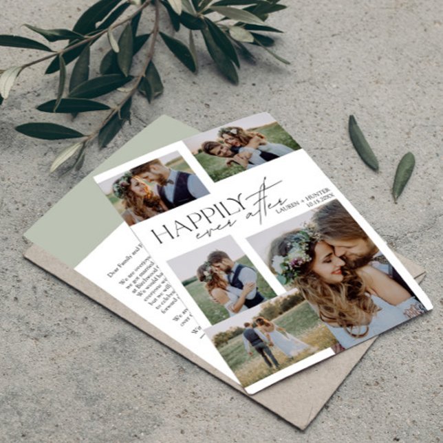 Anuncio Elegante, feliz por siempre después de un moderno  (Easily personalize this wedding announcement with your deets and photos)