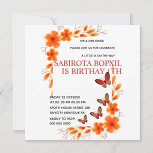 Anuncio Elegante fiesta de ducha de mariposa rosa Invitati