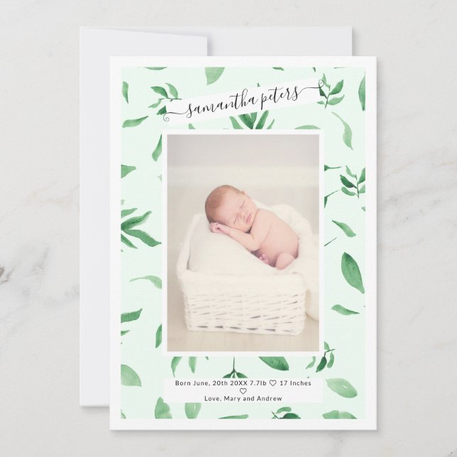 Anuncio Elegante foto acuarela de marco de la hoja de agua (Anverso)