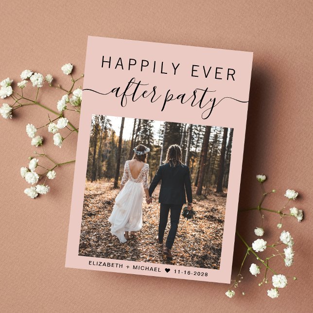 Anuncio Elegante Foto Código QR Recepción de matrimonio Ru (An chic Happily Ever After Party Invitation to set the tone for an unforgettable wedding celebration)