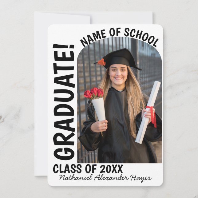 Anuncio Elegante foto de arco simple foto graduación neutr (Anverso)