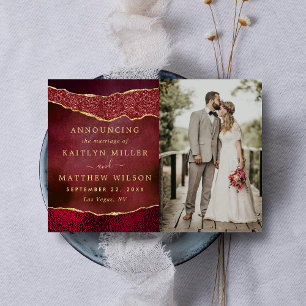 Anuncio Elegante foto de Boda de Borgoña y Agate de Oro