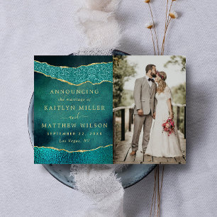 Anuncio Elegante foto de Boda turquesa y de oro agate