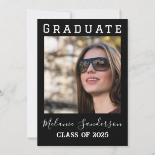 Anuncio Elegante foto de color blanco negro graduación 202
