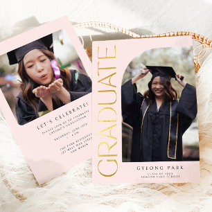 Anuncio Elegante Foto de Graduación con Arco de Tipo Dorad