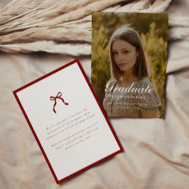 Anuncio Elegante Foto de Graduación Coquette Rojo Vino