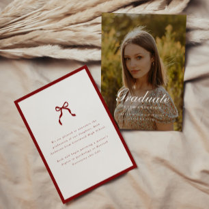 Anuncio Elegante Foto de Graduación Coquette Rojo Vino