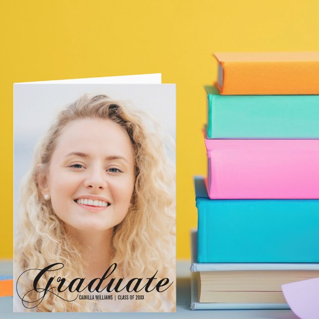 Anuncio Elegante foto de graduación Flourish Script doblad (Subido por el creador)