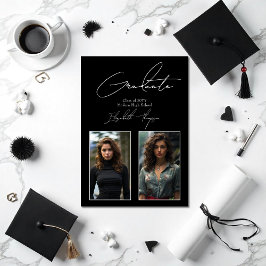 Anuncio Elegante foto de graduación moderna en blanco y ne