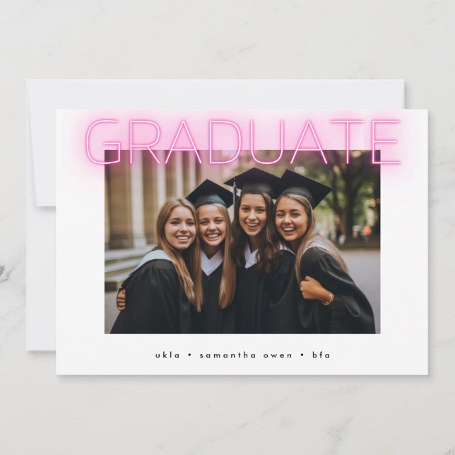 Anuncio elegante foto de graduado de neón de moda ultra ro (Anverso)