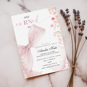 Anuncio Elegante Foto Lazo Rosa Floral Enfermería Graduaci