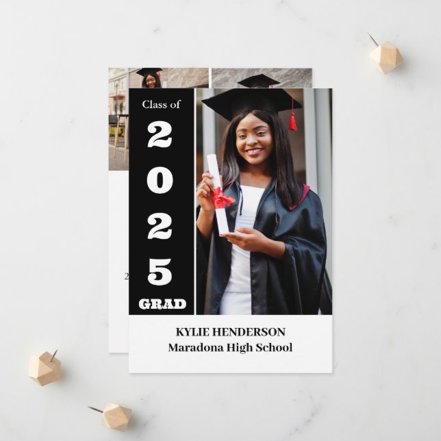 Anuncio Elegante foto moderna de graduación (Anverso/Reverso In Situ)