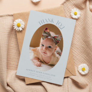 Anuncio Elegante Gracias Oval Blue Baby Photo