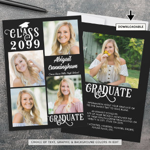 Anuncio Elegante Graduación 5 Fotos Clase Año