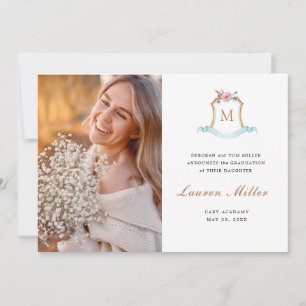 Anuncio Elegante graduación de escudo Monogramado