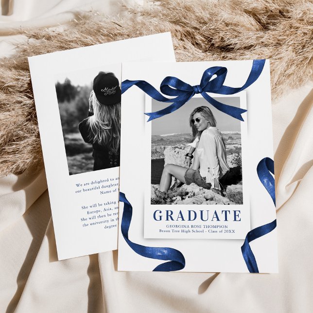 Anuncio Elegante Graduación de Foto de Blue Bow (Subido por el creador)