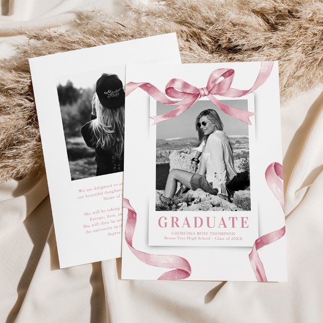 Anuncio Elegante Graduación De Foto De Bow Rosa (Subido por el creador)