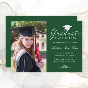 Anuncio Elegante Graduación de foto de la cubierta verde d