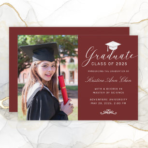 Anuncio Elegante Graduación de foto de tapón blanco de esc