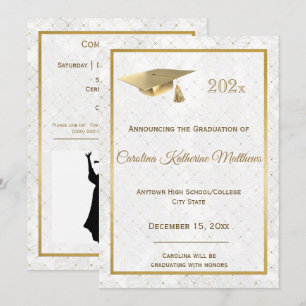 Anuncio Elegante Graduación de fotografía de tapón de oro