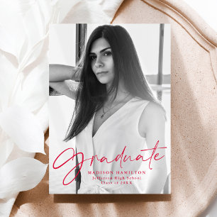 Anuncio Elegante Graduación de Fotografías con Guión Rojo