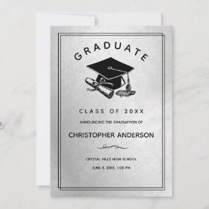 Anuncio Elegante Graduación de Grado Negro de Plata
