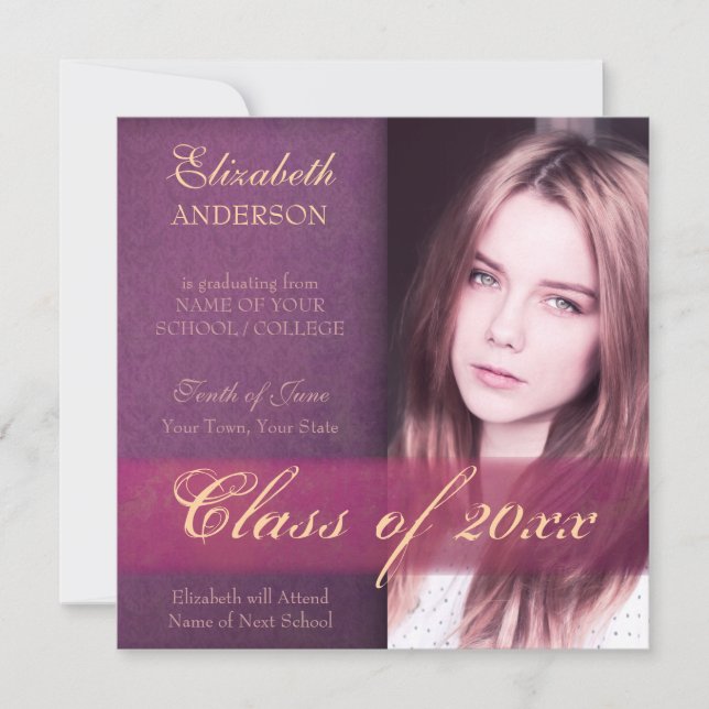 Anuncio Elegante Graduación de Hija Púrpura (Anverso)