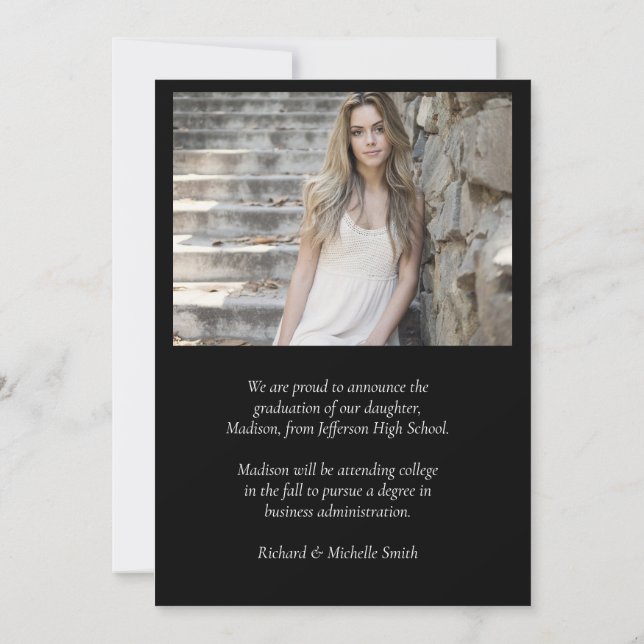 Anuncio Elegante Graduación de la Escuela Secundaria de Ar (Reverso)