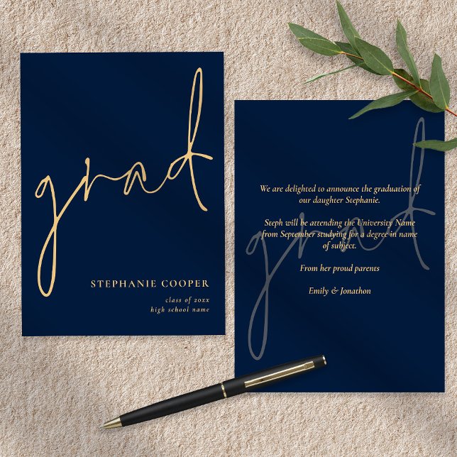 Anuncio Elegante graduación de oro de la Marina de Script (Subido por el creador)