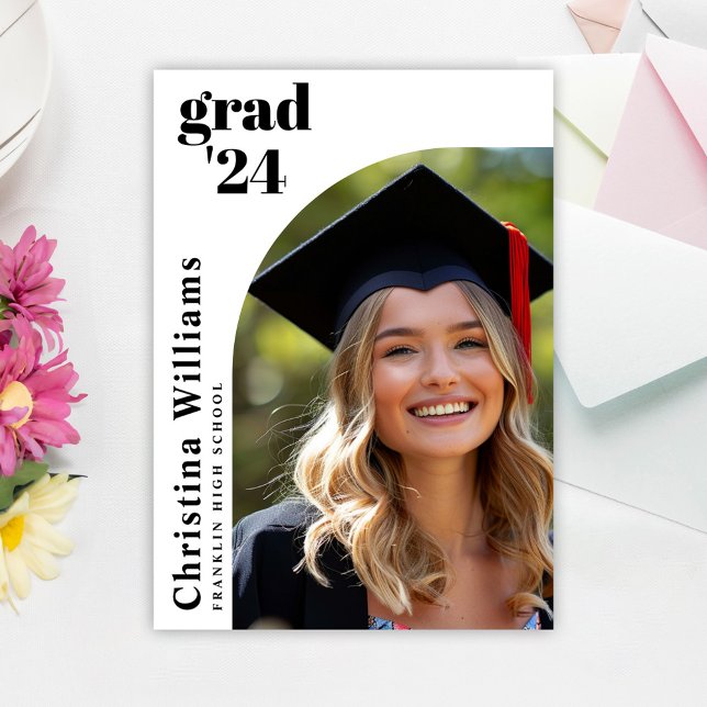 Anuncio Elegante graduación de secundaria artística modern (Elegant Modern Arch Photo High School Graduation Announcement)