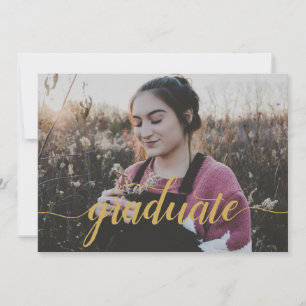 Anuncio Elegante graduación de secundaria con guión de oro