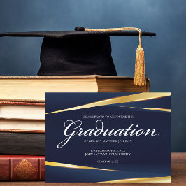 Anuncio Elegante graduación formal geométrica de oro azul 