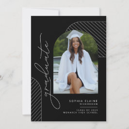 Anuncio Elegante graduación geométrica en blanco negro