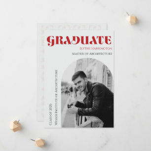 Anuncio Elegante graduación moderna en rojo, negro y gris