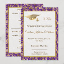 Elegante Graduación Oral Morada Floral