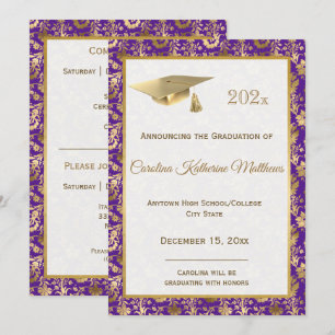 Anuncio Elegante Graduación Oral Morada Floral