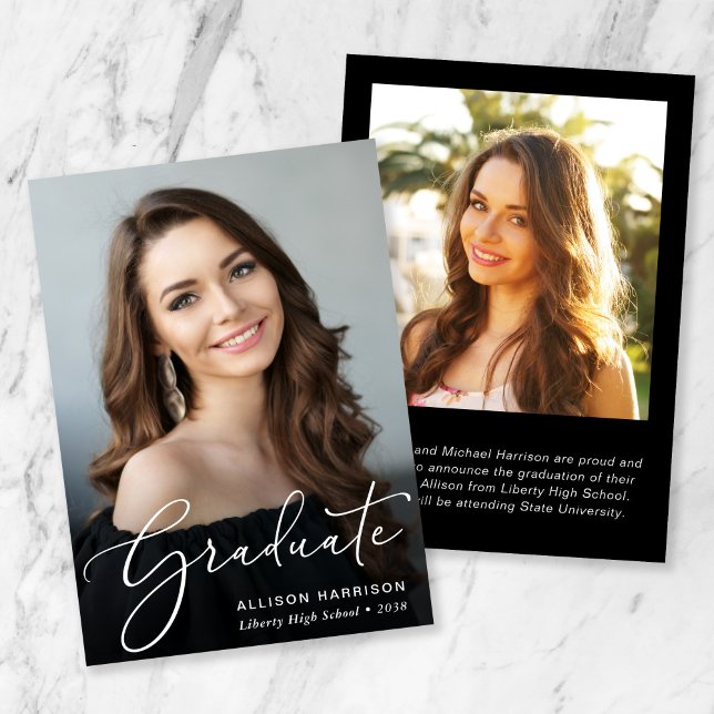 Anuncio Elegante Graduación por Sobreposición de foto manu (An elegant photo graduation announcement to celebrate the graduate's achievements)