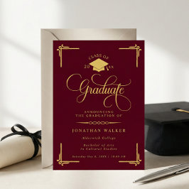 Anuncio Elegante graduación universitaria de color burgund