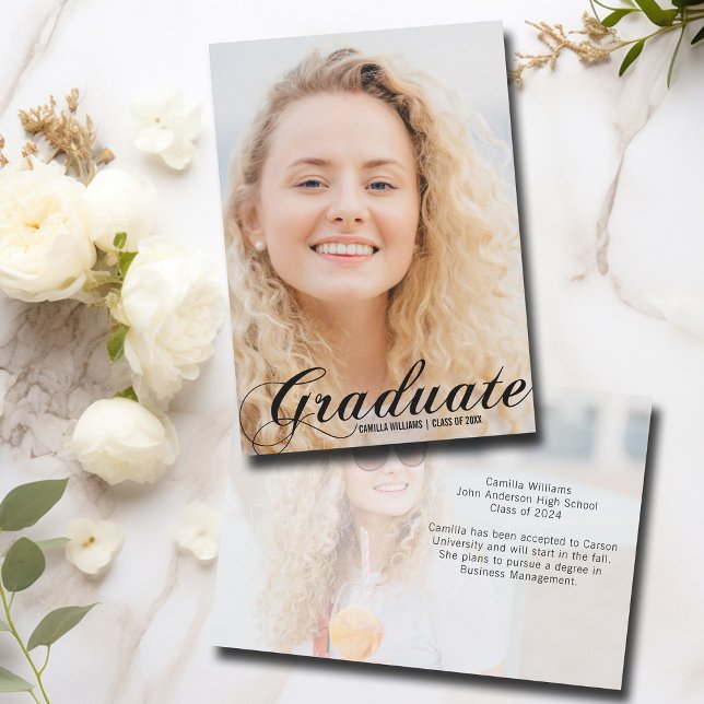 Anuncio Elegante graduado Black Flourish Script Graduación (Subido por el creador)