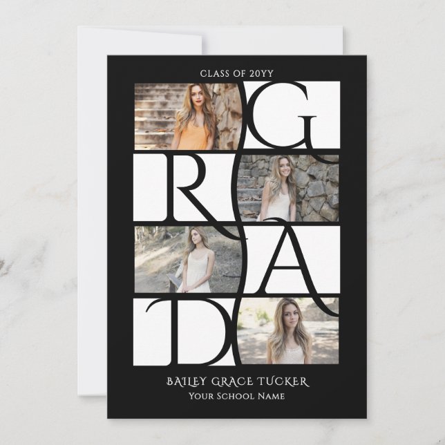 Anuncio Elegante Graduado de 5 fotografías en blanco y neg (Anverso)