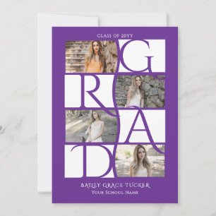 Anuncio Elegante Graduado de 5 Fotografías Morado y Blanco