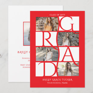 Anuncio Elegante graduado de 5 fotos de graduación roja br
