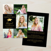 Elegante Graduado de Collage de fotos Black Gold 6