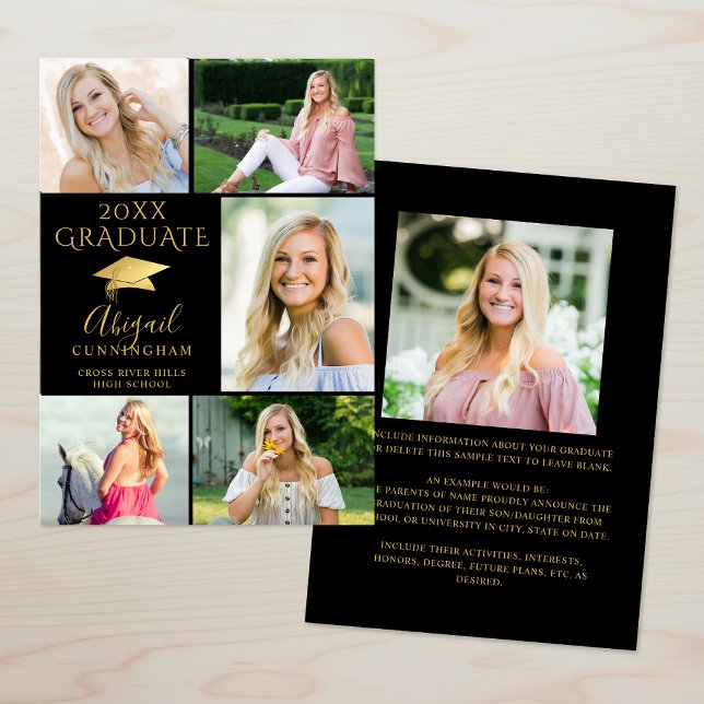 Anuncio Elegante Graduado de Collage de fotos Black Gold 6 (Subido por el creador)