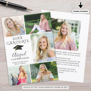 Anuncio Elegante graduado de Collage de fotos blanco negro