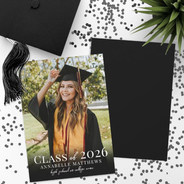 Anuncio Elegante Graduado de Fotografía Simple Graduación (Elegant Graduate Simple Photo Graduation Announcement)