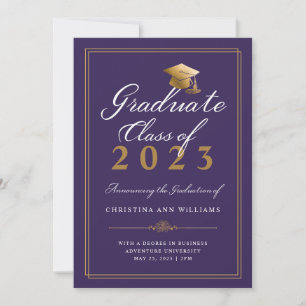 Anuncio Elegante graduado de la Universidad Purple con gui
